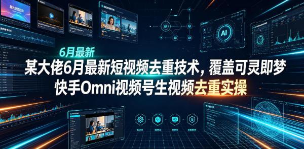 某大佬6月最新短视频去重技术，覆盖可灵即梦快手Omni视频号生视频去重实操-一鸣资源网
