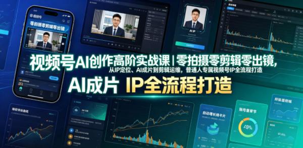 视频号AI创作高阶实战课｜零拍摄零剪辑零出镜，从IP定位、AI成片到剪辑运维，普通人专属视频号IP全流程打造-一鸣资源网