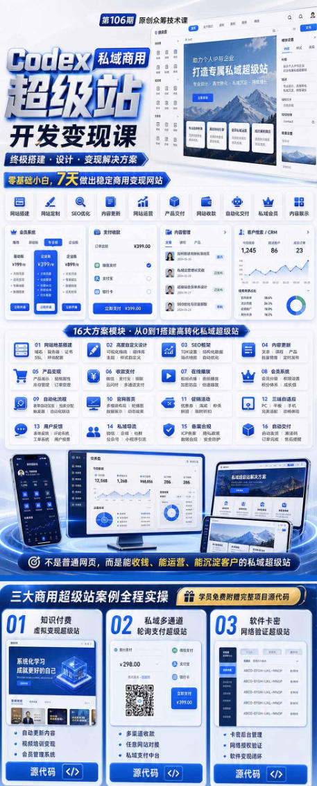 Codex私域商用超级站Ai开发变现课，7天带你从零基础到能自己动手做出能收钱、能运营、能沉淀客户的私域超级站-一鸣资源网