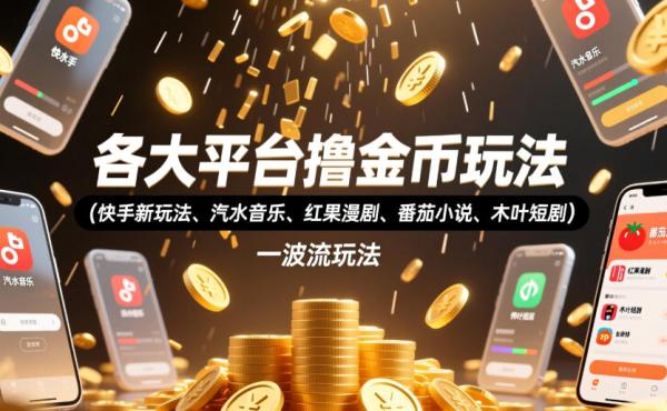 图片[1]-各大平台撸金币玩法(快手新玩法、汽水音乐、红果漫剧、番茄小说、木叶短剧)，一波流玩法(收费398元的教程)-一鸣资源网