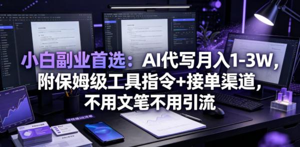 图片[1]-小白副业首选：AI代写月入1-3W，附保姆级工具指令+接单渠道，不用文笔不用引流【揭秘】-一鸣资源网