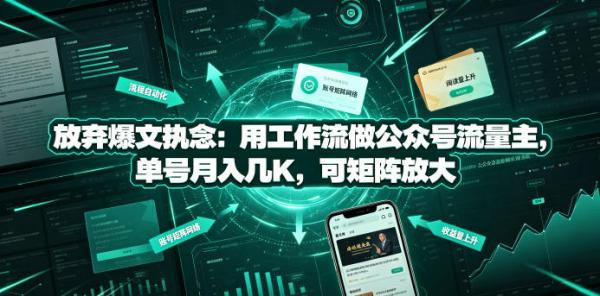 图片[1]-放弃爆文执念：用工作流做公众号流量主，单号月入几K，可矩阵放大-一鸣资源网