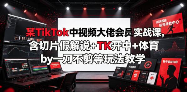 某TikTok中视频大佬会员实战课，含切片假解说+TK开中+体育by一刀不剪等玩法教学-一鸣资源网
