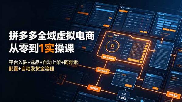 拼多多全域虚拟电商从零到1实操课：平台入驻+选品+自动上架+阿奇索配置+自动发货全流程-一鸣资源网