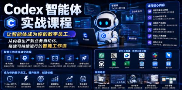 Codex智能体实战课程，让智能体成为你的数字员工，从内容生产到业务自动化，搭建可持续运行的智能工作流-一鸣资源网