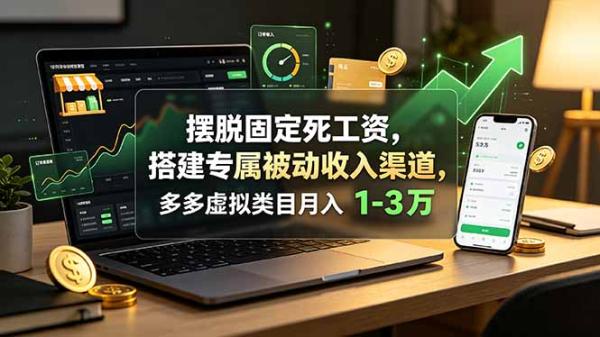 摆脱固定死工资，搭建专属被动收入渠道，多多虚拟类目月入 1-3 万-一鸣资源网