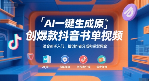 图片[1]-AI一键生成原创爆款抖音书单视频，适合新手入门，撸创作者分成和带货佣金【揭秘】-一鸣资源网