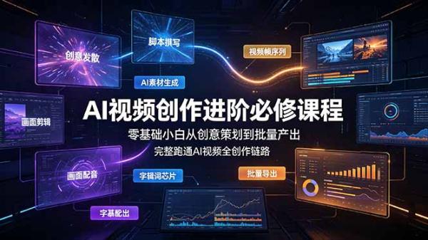 AI视频创作进阶必修课程：零基础小白从创意策划到批量产出，完整跑通AI视频全创作链路-一鸣资源网