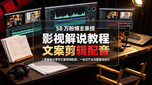 图片[1]-58 万粉博主荧幕春秋亲授影视解说教程｜零基础从零学文案剪辑配音，一站式产出完整解说成片-一鸣资源网