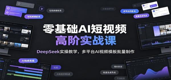 零基础AI短视频高阶实战课：DeepSeek实操教学，多平台AI视频模板批量制作-一鸣资源网
