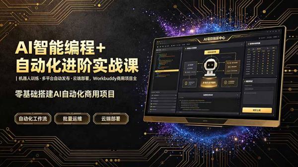 AI智能编程+自动化进阶实战课｜机器人训练·多平台自动发布·云端部署，Workbuddy商用项目全流程教学-一鸣资源网