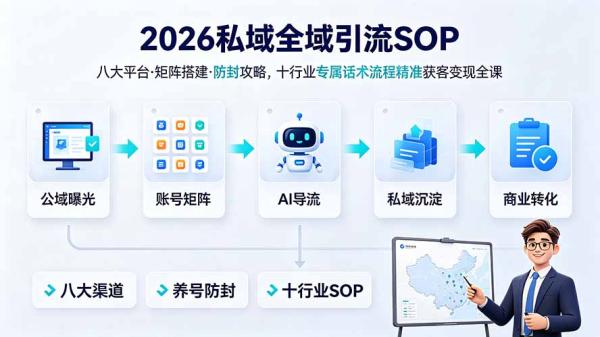 2026私域全域引流SOP｜八大平台·矩阵搭建·防封攻略，十行业专属话术流程精准获客变现全课-一鸣资源网