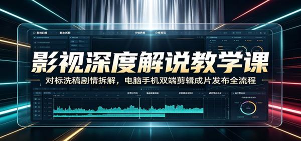 影视深度解说教学课：对标洗稿剧情拆解，电脑手机双端剪辑成片发布全流程-一鸣资源网