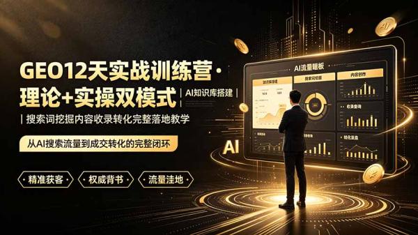 GEO12天实战训练营·理论+实操双模式｜AI知识库搭建｜搜索词挖掘内容收录转化完整落地教学-一鸣资源网