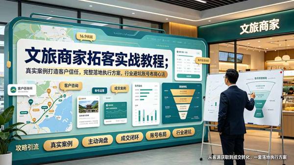 文旅商家拓客实战教程；真实案例打造客户信任，完整落地执行方案，行业避坑账号布局心法-一鸣资源网