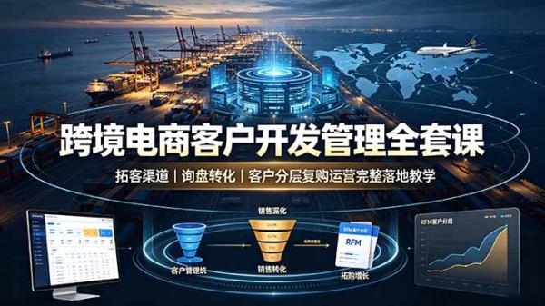 跨境电商客户开发管理全套课·拓客渠道｜询盘转化｜客户分层复购运营完整落地教学-一鸣资源网