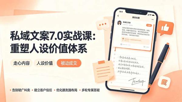 私域文案实战课7.0：重塑人设价值体系｜-告别硬广推销×走心内容×自我价值塑造，实现被动成交-一鸣资源网