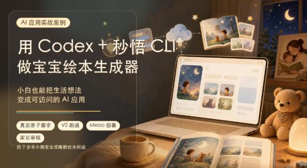 AI应用实战案例，用Codex+秒悟CLl做宝宝绘本生成器，小白也能把生活想法变成可访问的AI应用-一鸣资源网