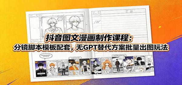 抖音图文漫画制作课程：分镜脚本模板配套，无GPT替代方案批量出图玩法-一鸣资源网