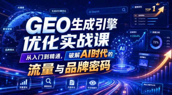 GEO生成引擎优化实战课，从入门到精通，破解AI时代的流量与品牌密码-一鸣资源网