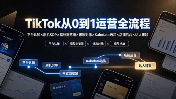 图片[1]-TikTok从0到1运营全流程：平台认知×刷机SOP×指纹浏览器×爆款对标×Kalodata选品×店铺后台×达人建联-一鸣资源网