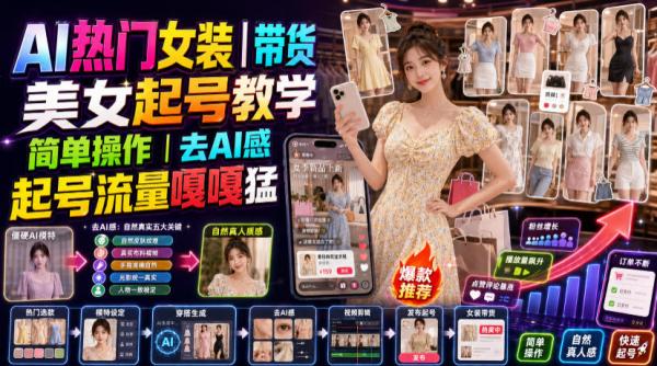 图片[1]-AI热门女装带货丨美女起号教学，简单操作，去AI感，起号流量嘎嘎猛-一鸣资源网