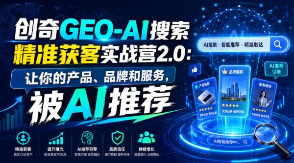 图片[1]-创奇GEO-AI搜索精准获客实战营2.0：让你的产品、品牌和服务，被AI推荐-一鸣资源网