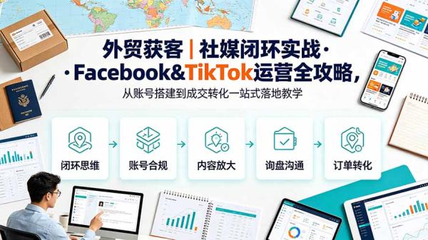 图片[1]-外贸获客｜社媒闭环实战·Facebook&TikTok运营全攻略，从账号搭建到成交转化一站式落地教学-一鸣资源网
