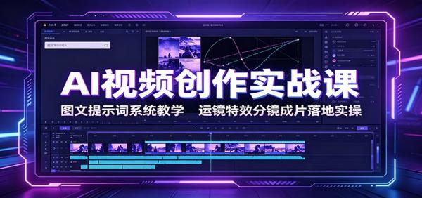 AI视频创作实战课：图文提示词系统教学，运镜特效分镜成片落地实操-一鸣资源网