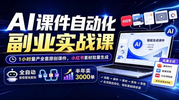 图片[2]-AI课件自动化副业实战课：1小时量产全套原创课件×小红书素材批量生成×全自动变现管线×半年卖3000单-一鸣资源网