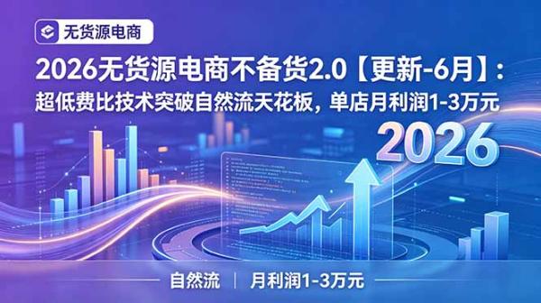 2026无货源电商不备货2.0【更新-7月】：超低费比技术突破自然流天花板，单店月利润1-3万元-一鸣资源网
