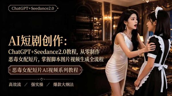 图片[1]-AI短剧从零创作实战课｜ChatGPT脚本撰写+Seedance2.0视频生成，恶毒女配短剧全流程教程-一鸣资源网