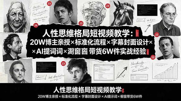 图片[1]-人性思维格局短视频教学：20W博主亲授×标准化流程×字幕封面设计×AI提示词×橱窗带货6W件实战经验-一鸣资源网
