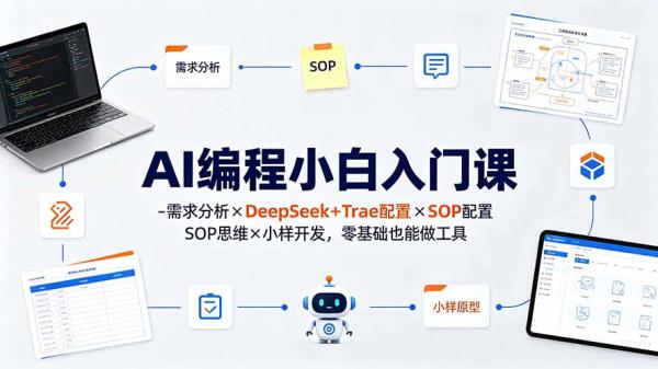 AI编程小白入门课-需求分析×DeepSeek+Trae配置×SOP思维×小样开发，零基础也能做工具-一鸣资源网