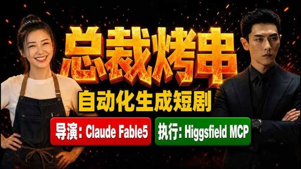 《总裁烤串》真人短剧全自动诞生！Claude Fable5 当导演，Higgsfield MCP 执行！-一鸣资源网