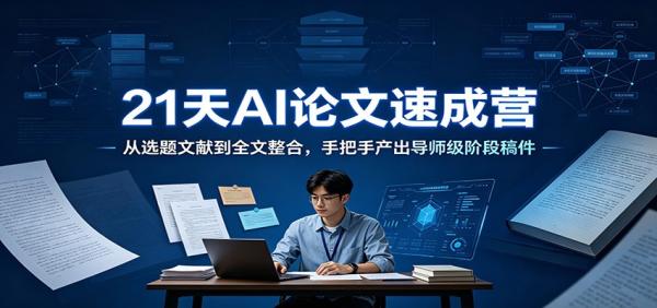 21天AI论文速成营：从选题文献到全文整合，手把手产出导师级阶段稿件-一鸣资源网