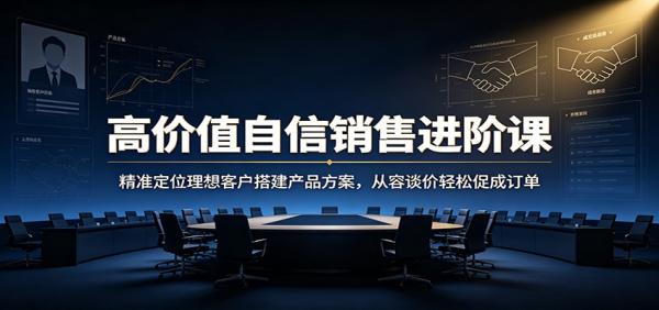 高价值自信销售进阶课：精准定位理想客户搭建产品方案，从容谈价轻松促成订单-一鸣资源网