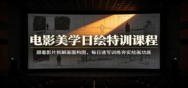 电影美学日绘特训课程：跟着影片拆解画面构图，每日速写训练夯实绘画功底-一鸣资源网