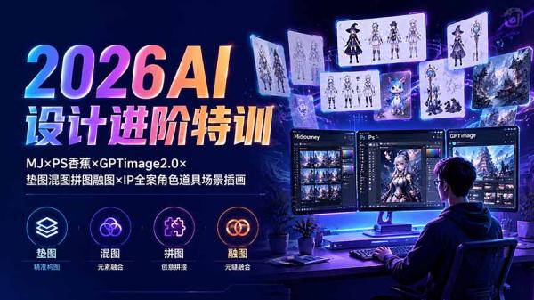 图片[1]-2026AI设计进阶特训：MJ×PS香蕉×GPTimage2.0×垫图混图拼图融图×IP全案角色道具场景插画-一鸣资源网