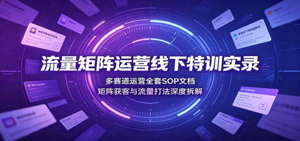 流量矩阵运营线下特训实录：多赛道运营全套SOP文档，矩阵获客与流量打法深度拆解-一鸣资源网