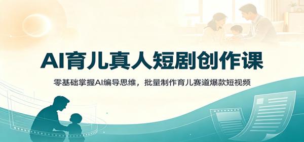 AI育儿真人短剧创作课：零基础掌握AI编导思维，批量制作育儿赛道爆款短视频-一鸣资源网