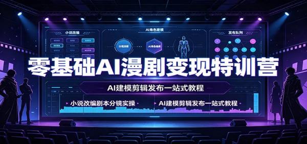 零基础AI漫剧变现特训营：小说改编剧本分镜实操，AI建模剪辑发布一站式教程-一鸣资源网