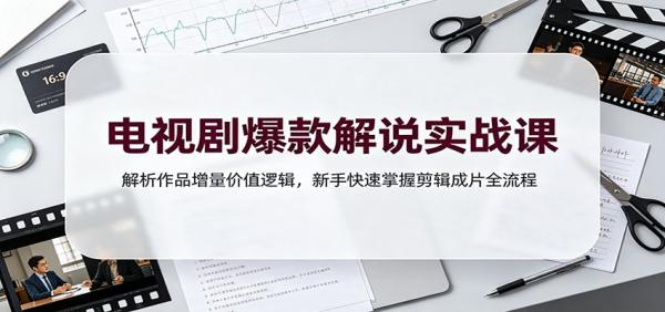 电视剧爆款解说实战课：解析作品增量价值逻辑，新手快速掌握剪辑成片全流程-一鸣资源网