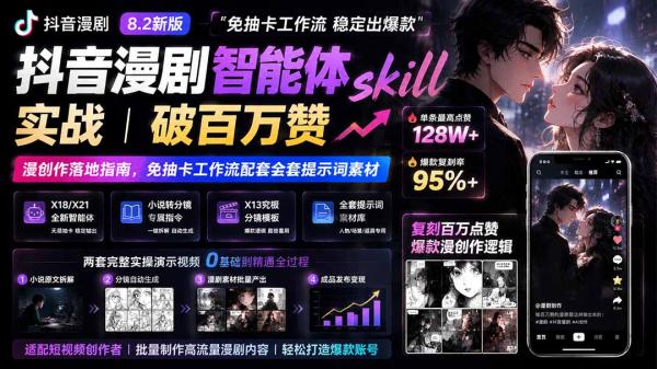 抖音漫剧智能体skill实战｜破百万赞漫创作落地指南，免抽卡工作流配套全套提示词素材-一鸣资源网