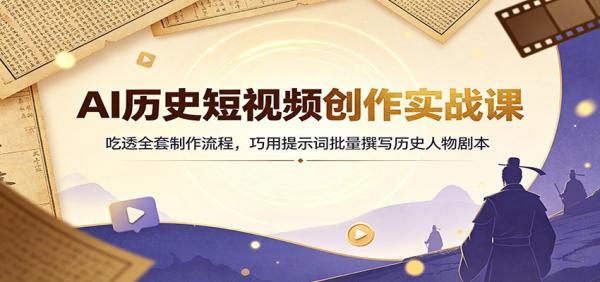 AI历史短视频创作实战课：吃透全套制作流程，巧用提示词批量撰写历史人物剧本-一鸣资源网