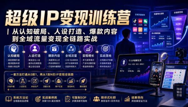 超级IP变现训练营｜从认知破局、人设打造、爆款内容到全域流量变现全链路实战-一鸣资源网