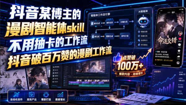 抖音某博主的漫剧智能体skill，不用抽卡的工作流，抖音破百万赞的漫剧工作流-一鸣资源网