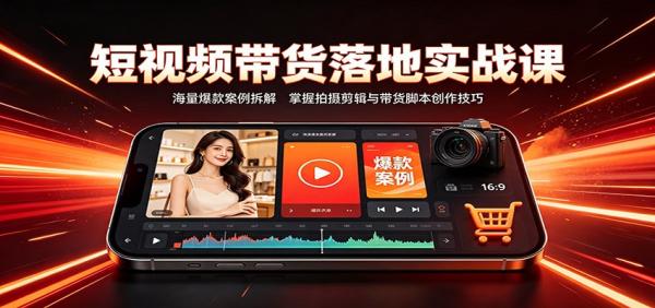 短视频带货落地实战课：海量爆款案例拆解，掌握拍摄剪辑与带货脚本创作技巧-一鸣资源网