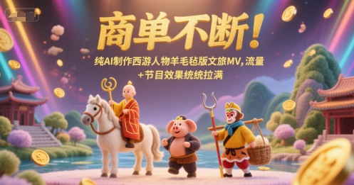 图片[1]-商单不断！纯AI制作西游人物羊毛毡版文旅MV，流量+节目效果统统拉满-一鸣资源网