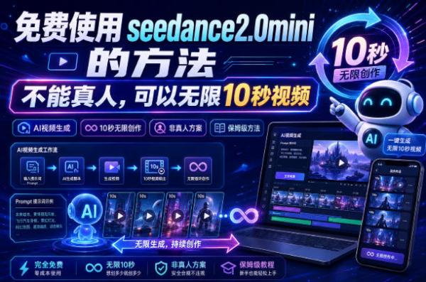 免费使用seedance2.0mini的方法，不能真人，可以无限10秒视频，9图+3音频参考-一鸣资源网